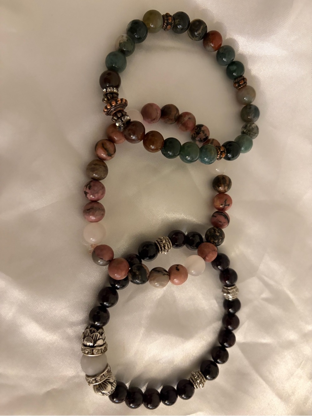 Beaded Stretch Bracelet Set - Multicolor Semi-Precious Stones